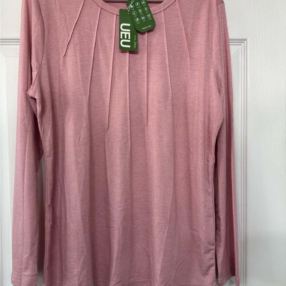 UE Women's Blush Long Sleeve Pleated Top